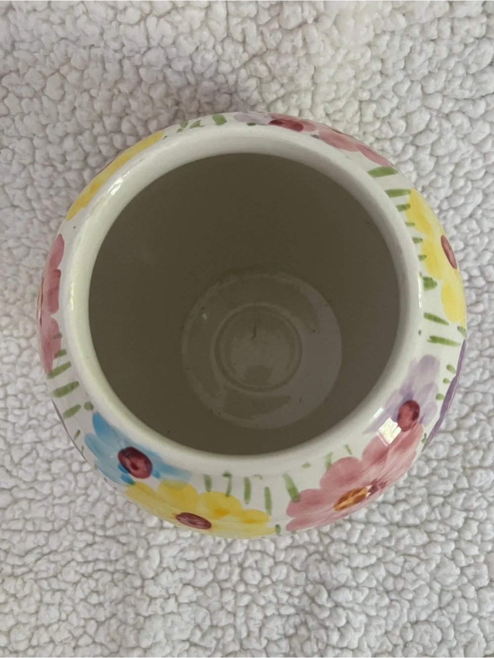 Vintage Pier 1  Vase, floral, watercolor, ceramic, 6” tall, Italy